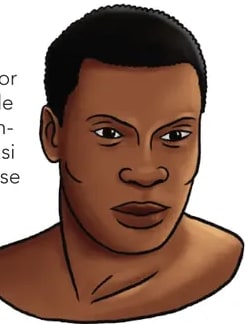Retrato a color de Alonso de Illescas, hombre afrodescendiente con barba y mirada serena.