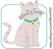 Foto de un gato blanco sentado (representa 'a as in cat') y un racimo de uvas moradas (representa 'a as in grape').