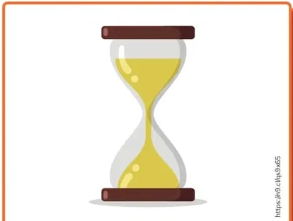 Reloj de arena con arena amarilla cayendo.
