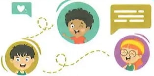 Ilustración de niños y niñas felices.