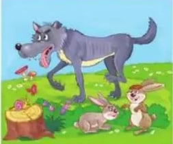 Tres imágenes para describir: canguro, lobo, elefantes.