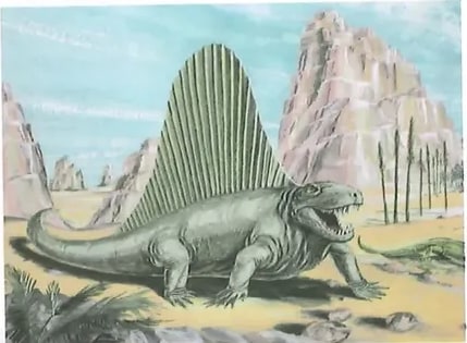 Dimetrodón con su característica vela dorsal
