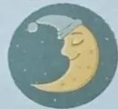 Ilustración decorativa de luna sonriente con nubes.