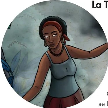Ilustración estilizada de La Tunda como figura femenina mítica.