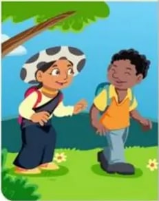 Ilustración de dos personas indígenas conversando representando la Unidad 4 sobre diversidad.