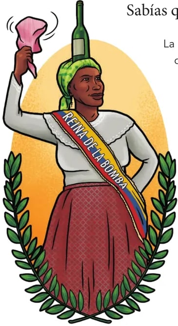 Ilustración del cuadro 'Sabías que…?' con motivos musicales/coloridos vinculados a la Bomba.