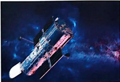 Telescopio espacial Hubble en órbita sobre la Tierra