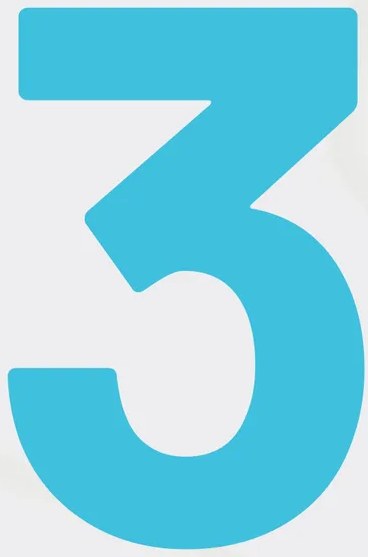 Número '3' grande de color celeste indicando Tercero de Bachillerato.