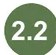 Insignia circular con el número '2.2' en fondo verde, marcando el inicio de la sección 2.2 Morfología verbal.
