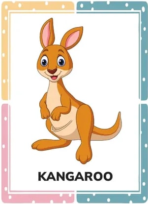 Nueve tarjetas ilustradas con animales marinos y exóticos.