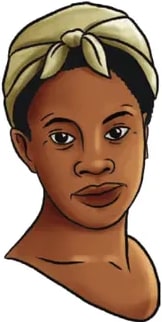 Ilustración de Martina Carrillo, mujer afroecuatoriana con turbante naranja.