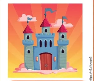 Ilustración de un castillo con banderas (CASTLE).