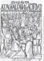 Ilustración de Guamán Poma de Ayala (s. XVI) del encuentro de Atahualpa con Pizarro.