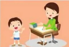 Escenas ilustradas de diferentes situaciones comunicativas: estudiante con maestra, con profesor, amigos jugando, niño con mamá