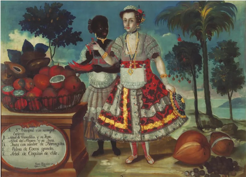 Banda decorativa roja con motivos verdes y título 'El origen y el nacimiento de la humanidad'.