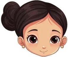 Avatar circular de una mujer joven con cabello oscuro junto al bloque sobre contacto visual.