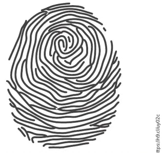 Huella dactilar grande en blanco y negro (THUMBPRINT).