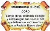 Escudo Nacional del Perú con la vicuña, árbol de la quina y cornucopia sobre fondo blanco y rojo.