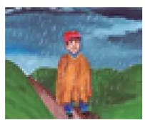 Ilustración de una hoja verde, etiquetada 'raphi/rapi' (hoja en quechua). Ilustra el uso de <ph> al inicio de palabra y su variante sin aspiración.