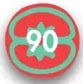 Banda decorativa roja con patrón floral en verde turquesa.