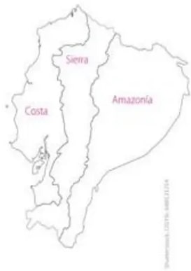 Mapa mudo del Ecuador para rotular las regiones.