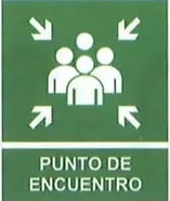 Tres señales: punto de encuentro, salida de emergencia, no usar ascensor.