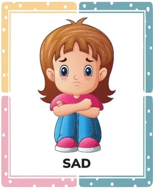 Tarjeta de SHY: niña tímida cubriéndose la boca.