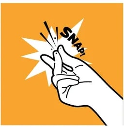 Ilustración estilo 'pop art' de una mano chasqueando los dedos con la palabra 'SNAP!'