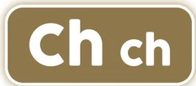 Ilustración de un hombre de pie sosteniendo un pescado (challwa) en la mano, con la leyenda 'CHALLWA' en letras verdes debajo. Representa la palabra quechua para 'pescado' con la grafía <ch> resaltada.