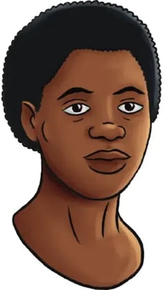 Retrato ilustrado de Jonatás Sáenz: mujer afrodescendiente con pañoleta o tocado oscuro, mirada serena.