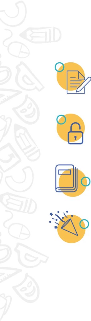 Icono ilustrativo de documentos con un lápiz sobre fondo circular amarillo, representando recuperación pedagógica.