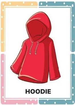 Banda rosa 'LET'S DRESS UP AND LEARN: FUN CLOTHING VOCABULARY!'.
