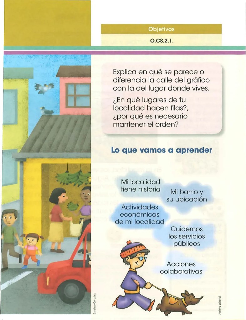 Cinco nubes azules con los temas, niño con su perro.