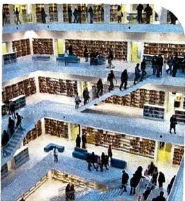 Foto de una biblioteca representando lectura y soportes.