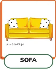 Tarjeta con sofá amarillo (SOFA).