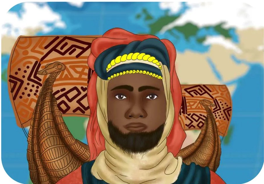 Recuadro con título 'Presencia africana en la antigua América'.