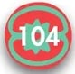 Globo rojo con el número de página '104'.