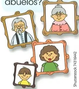 Página para colorear: niños con sus padres.
