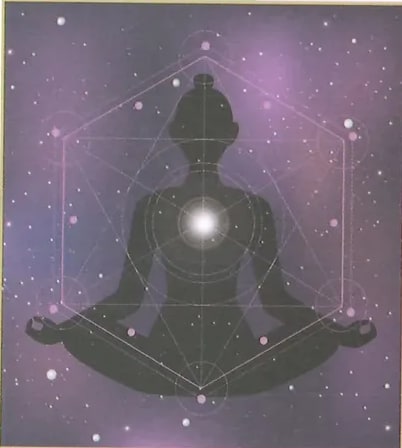Imagen abstracta de figura humana frente al cosmos representando el origen sobrenatural