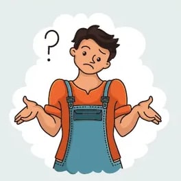 Niño con expresión de duda y signo de interrogación (DOUBT).