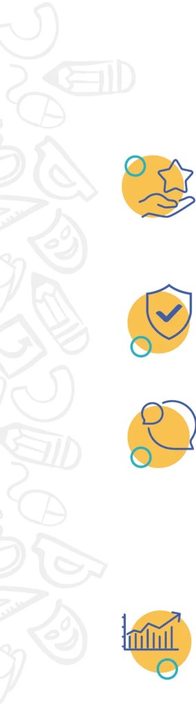 Icono circular amarillo con una mano sosteniendo una estrella, representando el liderazgo y la participación estudiantil.
