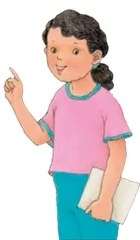 Ilustración de una docente o personaje guía señalando el recuadro informativo sobre viñetas y cartelas.