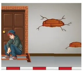 Ilustración de dos hombres con caras de disgusto y aroma desagradable representando 'Disgust'.