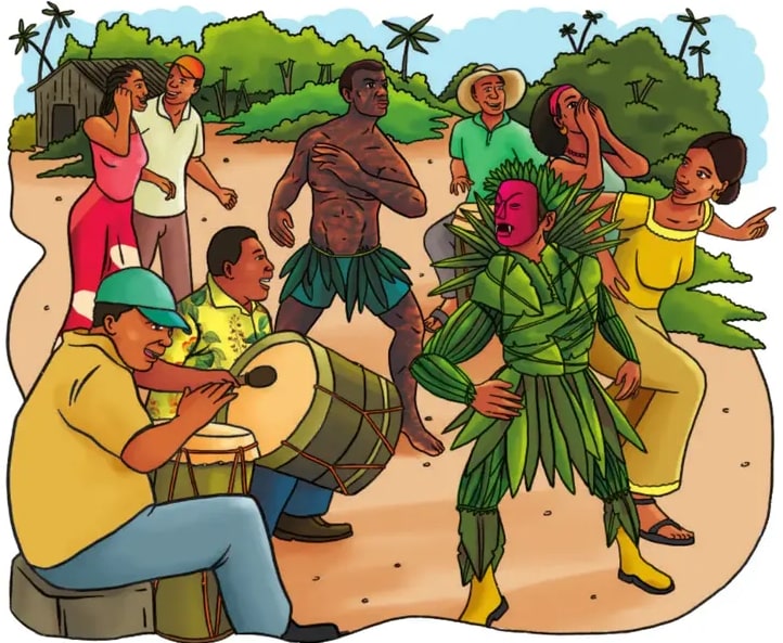 Ilustración alusiva a la fiesta (figuras de cucuruchos).