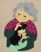 Abuela acariciando a su gata.