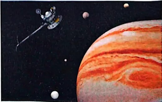 Sonda espacial Voyager explorando Júpiter