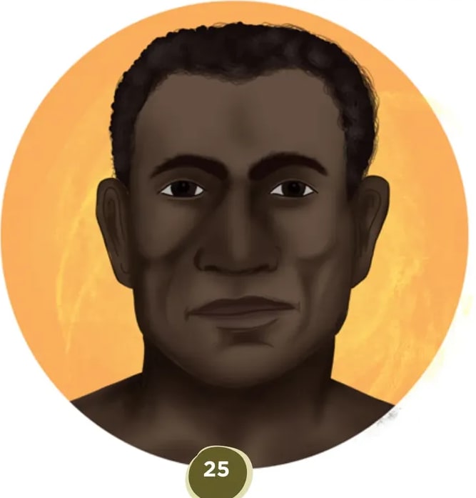 Retrato ilustrado de hombre afroecuatoriano sobre fondo solar (apertura Movimiento Cimarrón Costa).
