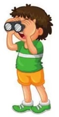 Niño con binoculares (SEE).