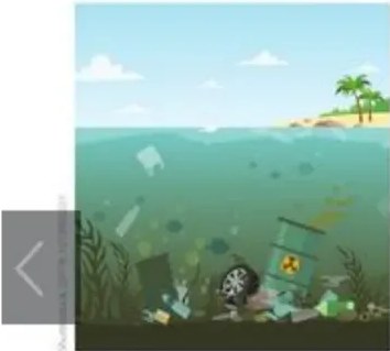 Gráfica didáctica con problemas ambientales (deforestación, radiactividad, contaminación).