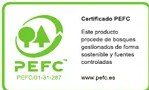 Logo de certificación PEFC (Programme for the Endorsement of Forest Certification) con código PEFC/01-31-287, indicando papel de bosques sostenibles.